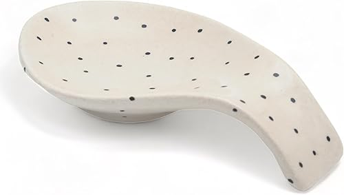 Soporte para cuchara para estufa, soporte grande y duradero, soporte para utensilios de cocina de 4 pulgadas, sin plomo y de cerámica de grado