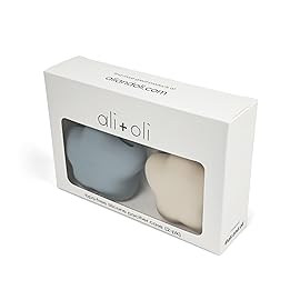 Ali+Oli BPA-Free Silicone Pacifier Holder Case (2-pk) Diaper Bag Accessory Newborn Travel Baby Pacifier Pouch (Mist-Sand)