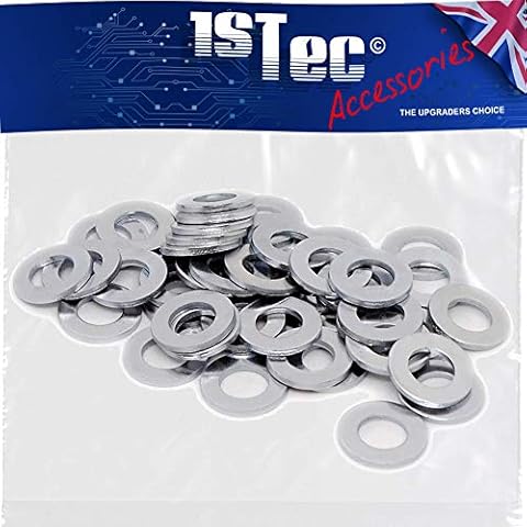 1STec Pack of 50 x M8 (8mm) Standard Metric Zinc Plated Round Flat Steel Repair Metal Washer for Hex Head Coach Screws Hexagonal Bolts & Lock Nut Assembly Fasteners (M8 Form A) Cover