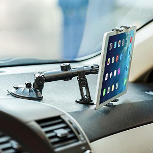 Premium Car Mount Dash Holder Swivel Cradle Stand Dashboard Dock Strong Suction for iPad 4, Air, 2, Mini, 2, 3, 4, Pro 10.5, 12.9, 9.7 - Lenovo Moto Tab (10.1) - Verizon Ellipsis 7, 8 - ZTE ZPad 8
