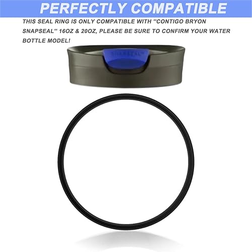 Miniatura 2 de 10 sellos de tapa de goma de repuesto compatibles con taza de viaje Contigo Snapseal Byron de 16 y 20 onzas, sellos de goma a prueba de fugas, Negro