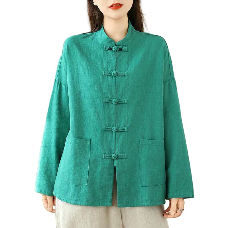 Chemise style chinois en coton lin pour vos balades printanières et moments de détente
