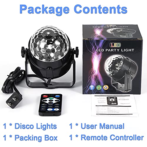 Disco Ball Light Party Lights,  Dj Disco Light 7 Colors Strobe Light Sound Activated Stage Lights Dj Equipment With Remote Control Disco Ball Lamps For Home Room Parties Kids Birthday Wedding Bar #TOP5