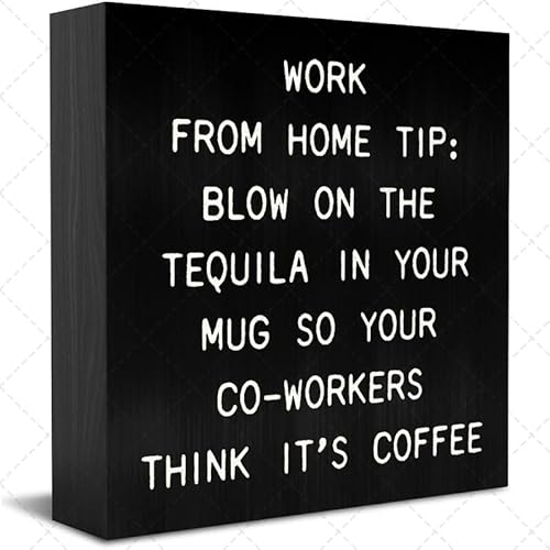 Wooden Box Sign Desk Decor 7"x7" - Work From Home