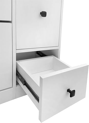 Miniatura 9 de Zapatero multifuncional con 3 cajones abatibles, armario de vestíbulo con cajón, zapatero independiente con asiento abatible, armario lateral