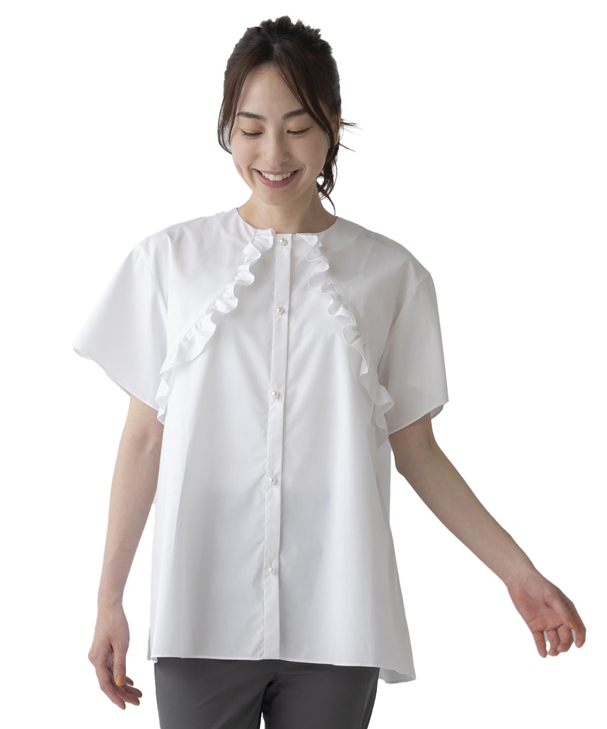 ロング】[SONO] クラシック パール&ギャザーパフTEE レディース