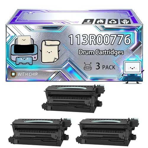 Image of 113R00776 Drum Cartridges Compatible for Xerox WorkCentre 4265 WorkCentre 4265S Printers, With Chip, 200000 Pages, Vibrant Colours (3 Pack Black)