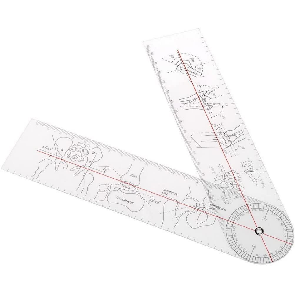 Nopeilvi Plastic Goniometer 360 Degree Angle Ruler Protractor Tool For Body Joint Measuring 15Cm Goniometer Physiotherapy Body Angle Ruler,360 Degree Goniometer,Spinal Angle Protractor,Body