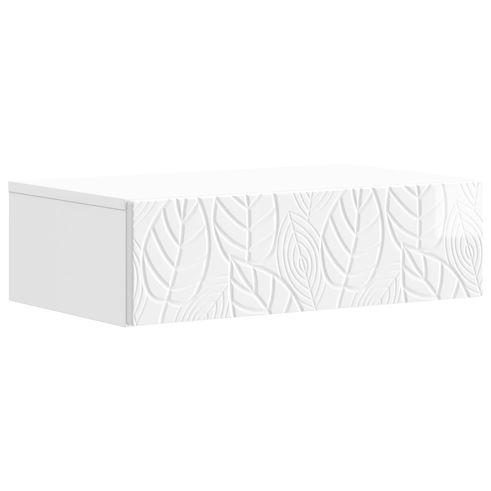 Consolle da parete con cassetto, bianco lucido, 59 x 34,5 x 17 cm, comodino sospeso in legno, moderno tavolo da parete salvaspazio per soggiorno, corridoio e camera da letto