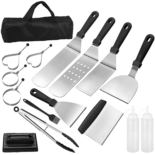 BBQ Griddle Accessories,HOMGEN Popular 16pcs BBQ Griddle Accessory BBQ Accessories Kit Stainless Steel Barbecue Outdoor Grill Accessories Camping Kitchen BBQ Utensils Set for Kitchen and Outdoor