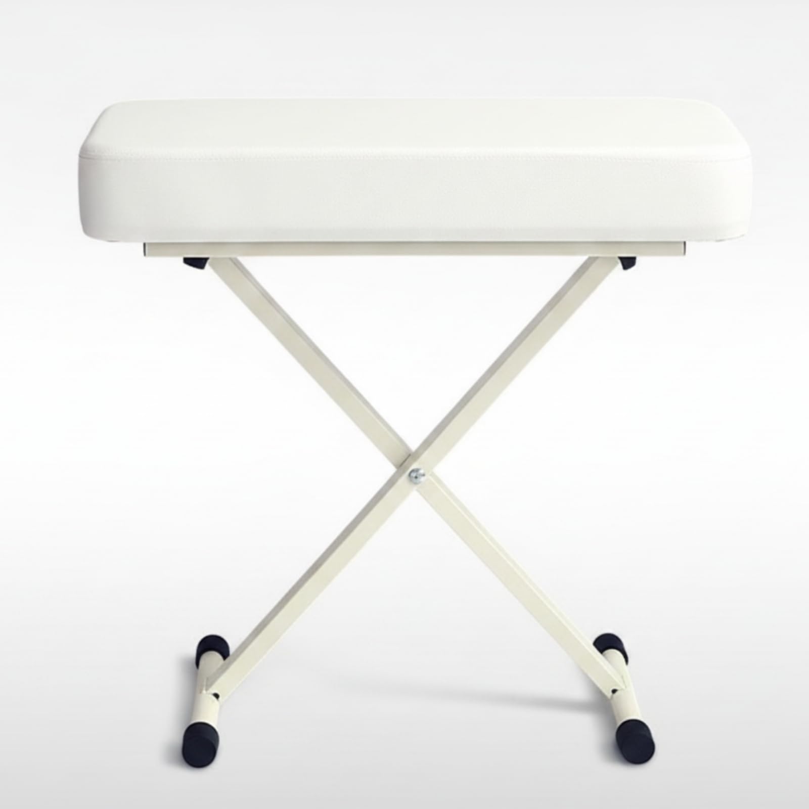 Amagogo Sgabello Regolabile per Musica Tastiera Pianoforte Seduta Cuscino Base Metallo Pieghevole Antiscivolo Adatto Concerti Studio Domestico Lezioni, Bianco
