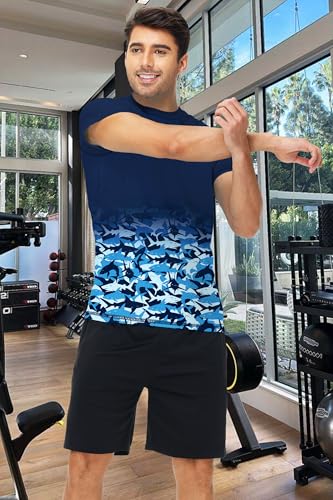 Image of AOBUTE Mens Swim Shirts Short Sleeve UPF 50+ Sun Shirt Quick Dry Rash Guard Fishing Swimming Shirt