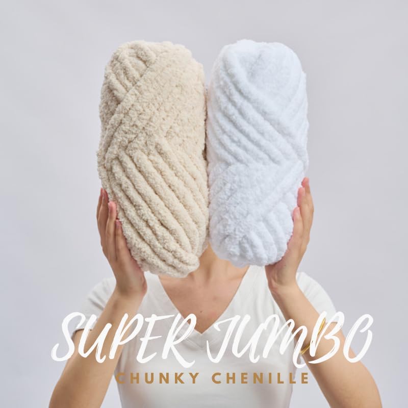 Miniatura 3 de ERLYEEN Hilo grueso de chenilla súper voluminoso, suave, grueso, esponjoso, gigante, lavable, de poliéster, para bricolaje, manta de punto, cojín,