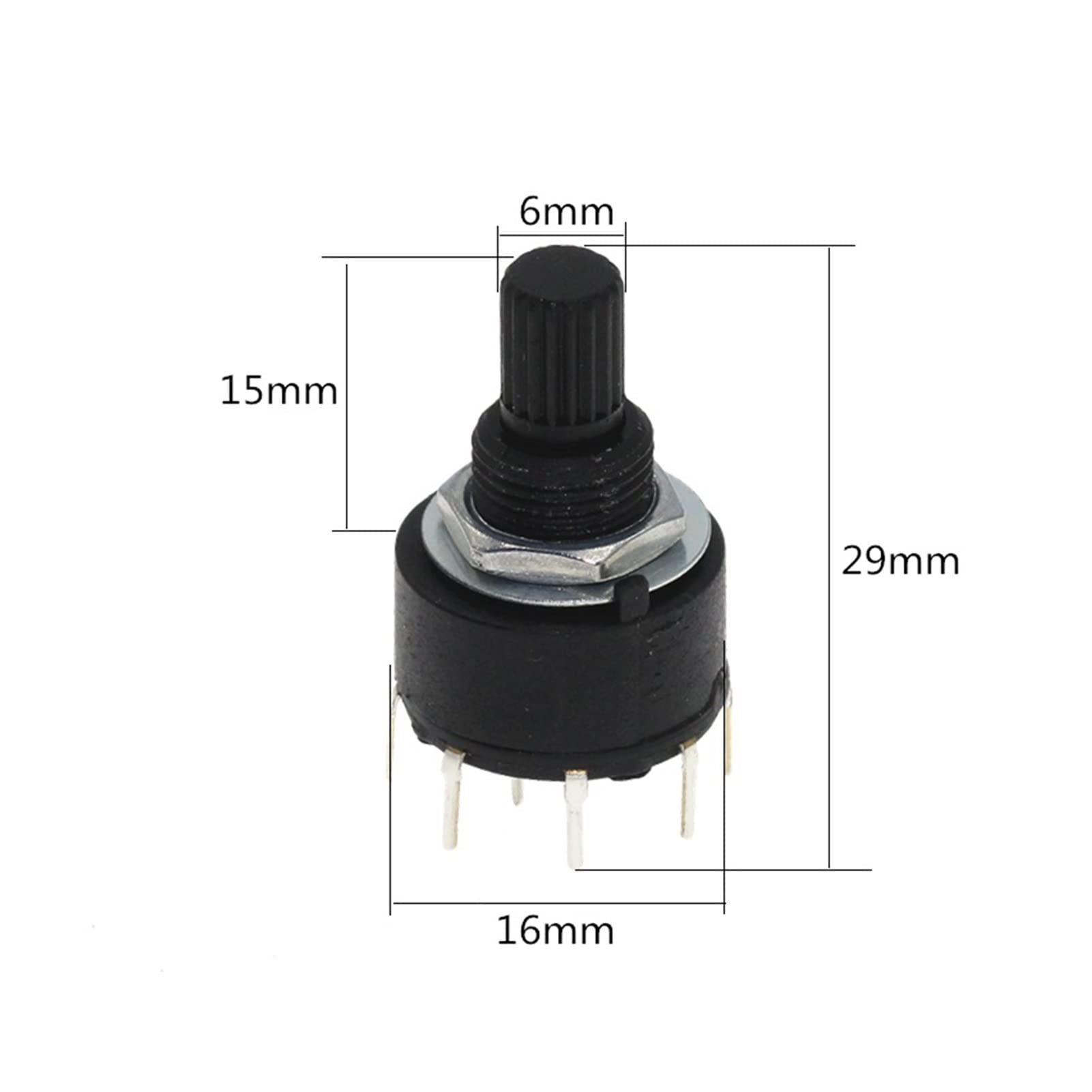 IBOWZ Rotary Encoder Codeur Rotatif, Lot de 100 interrupteurs à Bande RS16 16 mm 2P3-8P (2P4P)