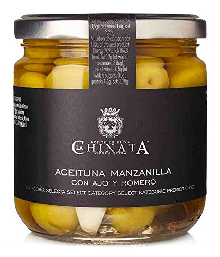 Manzanilla“ Oliven mit Knoblauch & Rosmarin - La Chinata