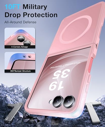Image of NO.1 Magnetic for Samsung Galaxy Z Flip 7 Case Compatible with MagSafe [Military Grade Drop Tested][Translucent Matte][Anti-Fingerprint] Soft Silicone Bumper for Samsung Flip 7 Case Slim,Pink