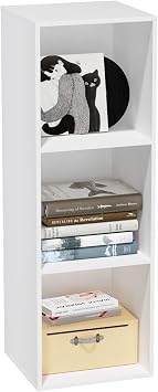 3 Cube Storage Organizer with Closed Back Panel- Wooden 3-Tier Open Bookshelf, 11 Inch Cube Storage Organizer, Tall Vertical Display Shelf for Living Room, Bedroom, Office White, 3-Cube