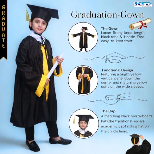 Image of Kaku Fancy Dresses Graduation Gown With Hat & Stole /Scarf | Degree Costume For Convocation Dress For Boys & Girls
