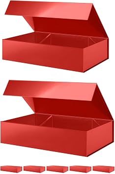 PACKHOME 7 Extra Large Mothers Day Gift Boxes 17.5x11.3x4.3 Inches, Sturdy Shirt Boxes with Magnetic Lids for Clothes and Large Gifts Glossy Red