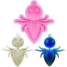 Jansowin Skeleton Halloween Skeleton 3D Bat Jack Charm Shape Silicone Resin Mold with Hole for DIY Keychain Necklace Pendant Jewellery Making Mould Epoxy Resin Mold