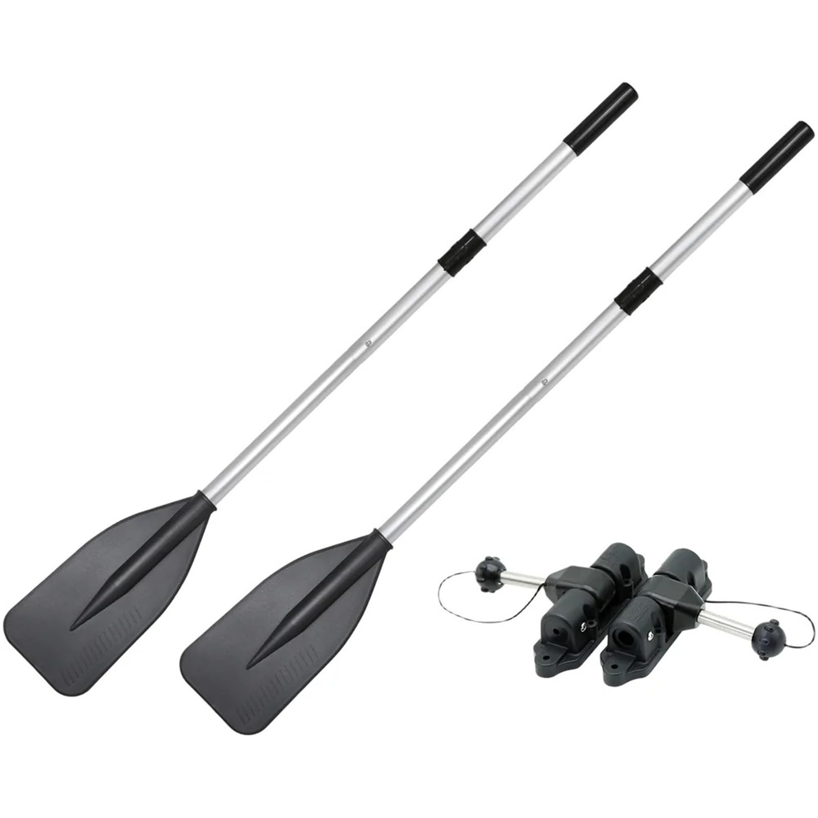 Kajak Paddel Zweiteiliges Paddel aus Aluminium/Legierung | 141 cm schwarz for Kajakfahren, Schlauchboot, Kanu, Angeln, Beiboot, Ruder mit Halterungsset, Zubehör