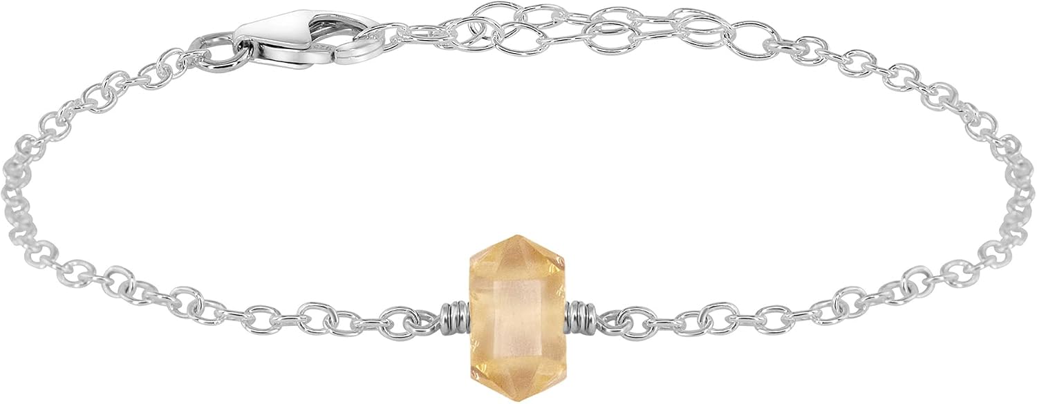 Citrine Double Terminated Crystal Bracelet in Sterling Silver