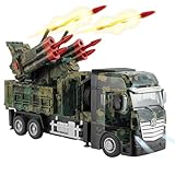 Youlechen Army Toys for Boy, Military Vehicle Toy with 6 Missile Launcher, Pull Back Army Model Truck with Light and Sound, Military Missile Alloy Vehicle Toys for Kids Age 3-6