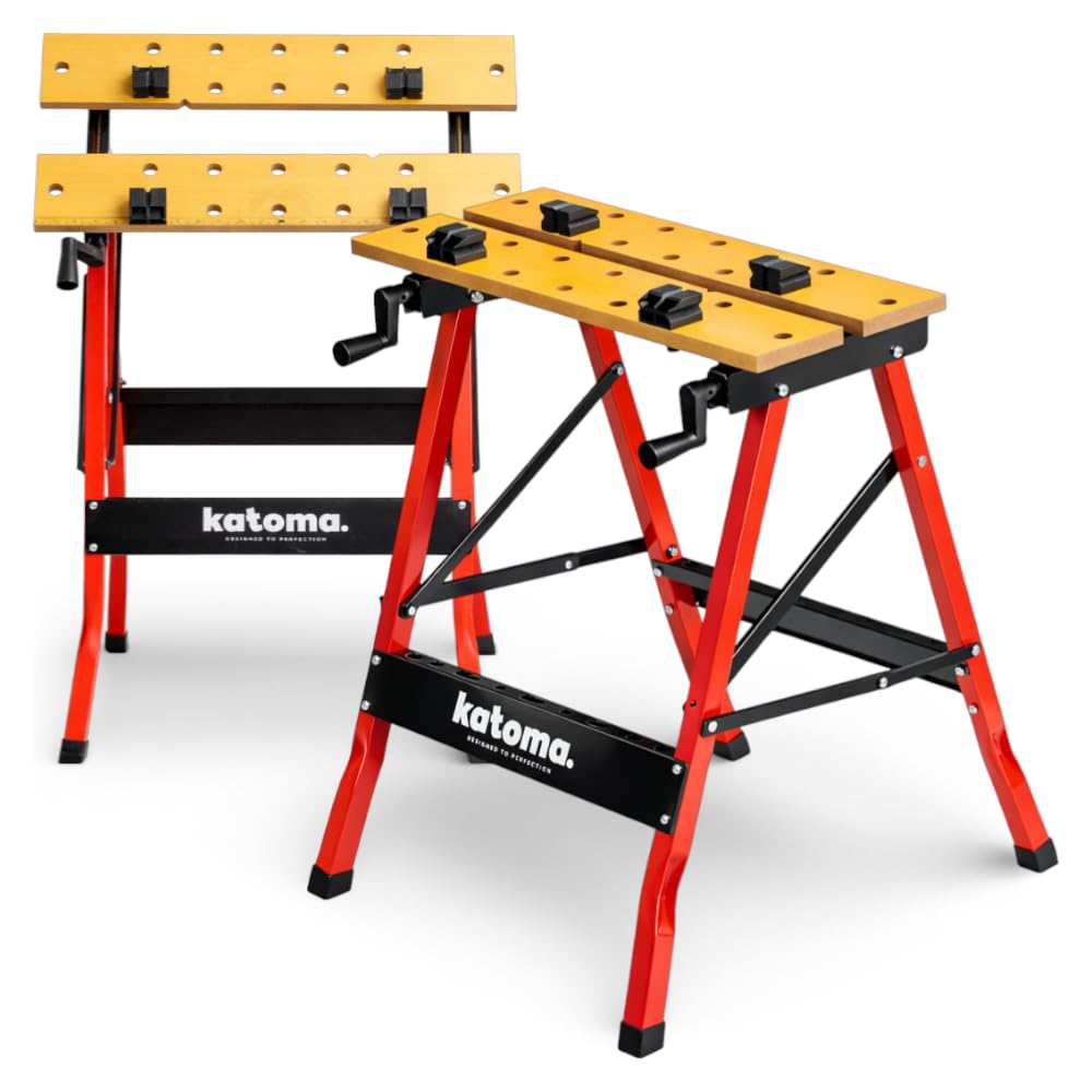 Werkbank klappbar verstellbar mit Spannzwingen Werkstatt Arbeitstisch bis 125 kg Spanntisch Sägebock Heimwerker