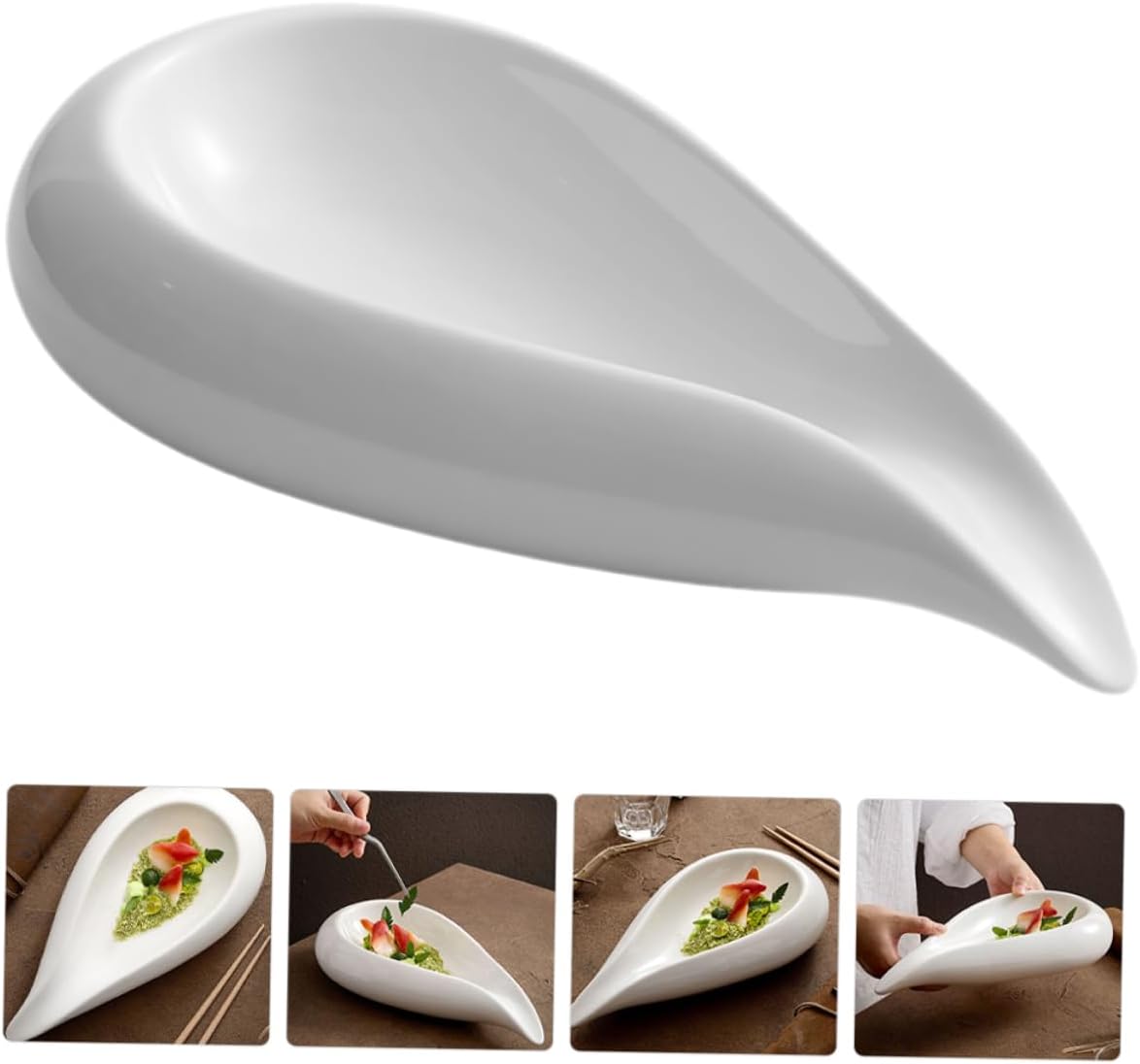 Ceramic Appetizer Plate Unique Water Drop Design Serving Dish for Salad Dessert and More for Restaurants and Daily Use Easy to Clean Ceramic