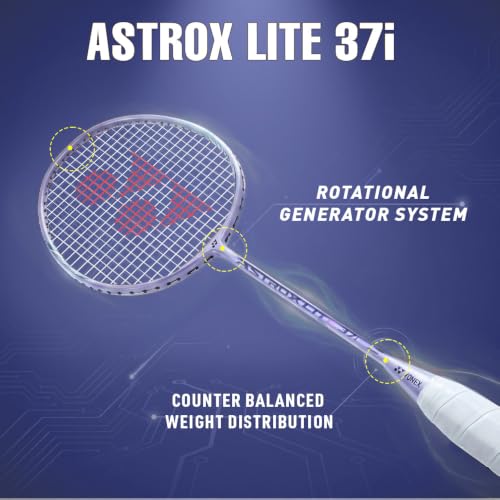 Image of Yonex Graphite Strung Badminton Racquet Astrox Lite 37i (G4, 77 Grams, 30 lbs Tension, Purple)
