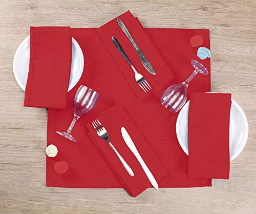 Native Fab Cloth Dinner Napkins Set of 12 Cotton 17x17 Absorbent Soft Restaurant Hotel Quality - Cocktail Napkins, Wedding Dinner Napkins - Everyday Use, Easy Care Washable - Red - Thumbnail 3