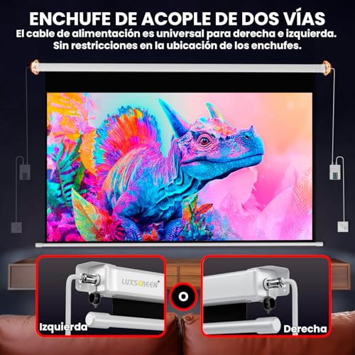 Miniatura 3 de Pantalla De Proyector Eléctrica 110 Pulgadas 16:9 Luxscreen, Área Visible Blanca 243 X 137cm, Requiere Un Espacio De Instalación De 272cm, Instalación A Pared Ó Techo, Con Mando