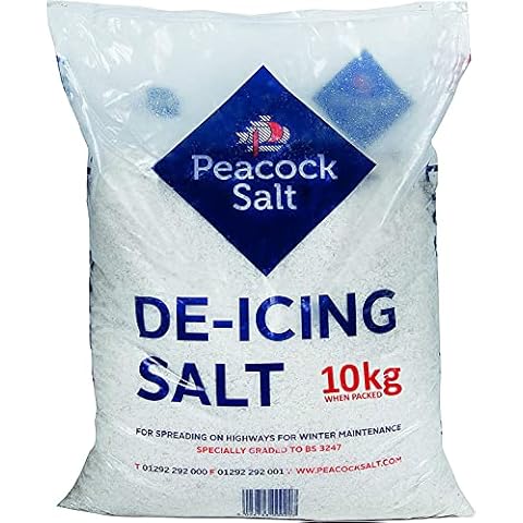 White De-Icing Grit Salt 10KG Bag Salt for Clearing Roads Paths Driveways Garden Areas Unwanted Snow Melt with Salt Deicer Premium Quality Cover