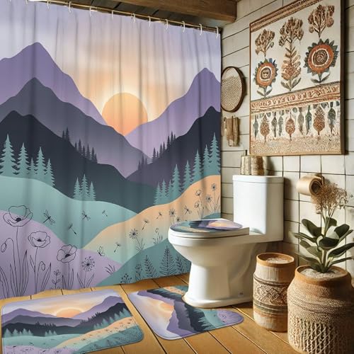 Rideau de douche en polyester violet de qualité supérieure 183cm