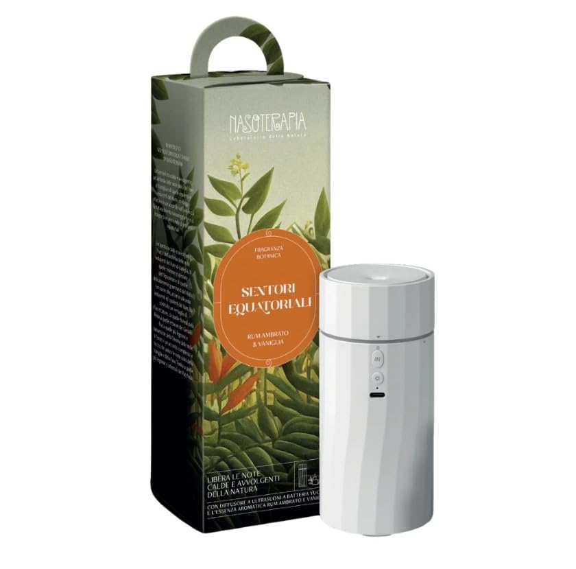 Nasoterapia Kit Sentori Equatoriali - Diffusore Ad Ultrasuoni Yucca E Essenza Aromatica Rum Ambrato & Vaniglia