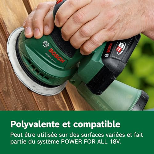 Bosch ponceuse excentrique sans fil EasyOrbit 18V 10 ponçage de petites et moyennes surfaces en bois ou surfaces vernies ou peintes diamètre : 125 mm système 18V batterie 2 0 Ah et chargeur - vue 6