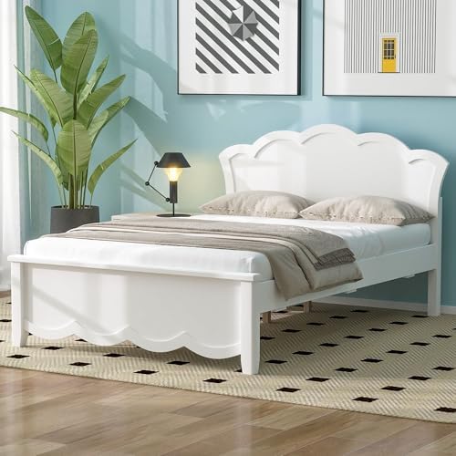 Amazon.com: RuiSiSi Full Size Platform Bed with Headboard, Solid Wood ...