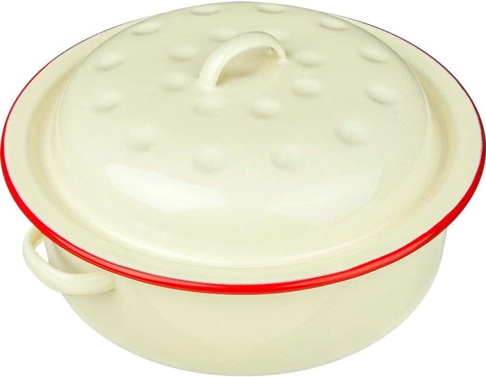New Falcon Enamel Round Roaster Cream with Red Trim 20cm Amazon.co.uk