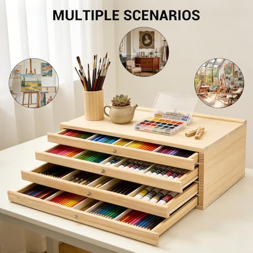 Tiroir de rangement pour pinceaux et crayons avec compartiments