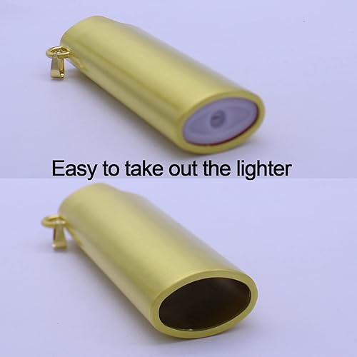 Miniatura 3 de Funda de metal para encendedor reutilizable para encendedores Bic Regular J6, soporte de manga con anillo y collar accesorios (dorado)