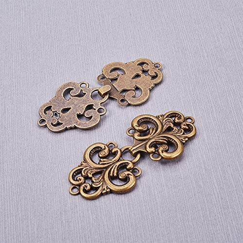 Wandic Cloak Clasp Fasteners, 2 Pairs Vintage Cape Clasps Swirl Flower Fasteners Clasps For Clothing Sew On Hooks And Eyes, Antique #TOP3
