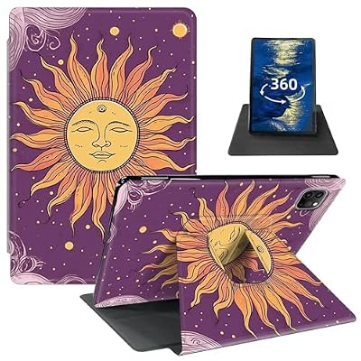 GFRGTFHYT for iPad Pro 11 Inch Case (M4, 5th Generation 2024) with 360 Degree Rotating Swivel Slim PU Leather Shockproof Protective Adjustable Stand Smart Cover with Auto Wake/Sleep, Art Sun