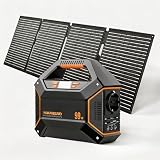 MARBERO Tragbare Powerstation 99Wh/27000mAh mit 100W faltbarem Solarpanel IP68, 230V Steckdose, 150W AC, USB, DC, 22% Effizienz, LED-SOS – Solargenerator für Camping, Notfälle, Haushalt, Reisen, Wohn