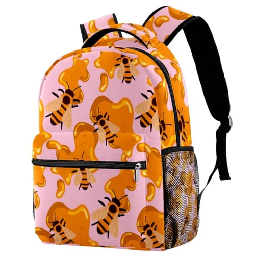 Sac à dos d'école multicolore motif abeille de 29.4x20x40cm pour adolescents et filles