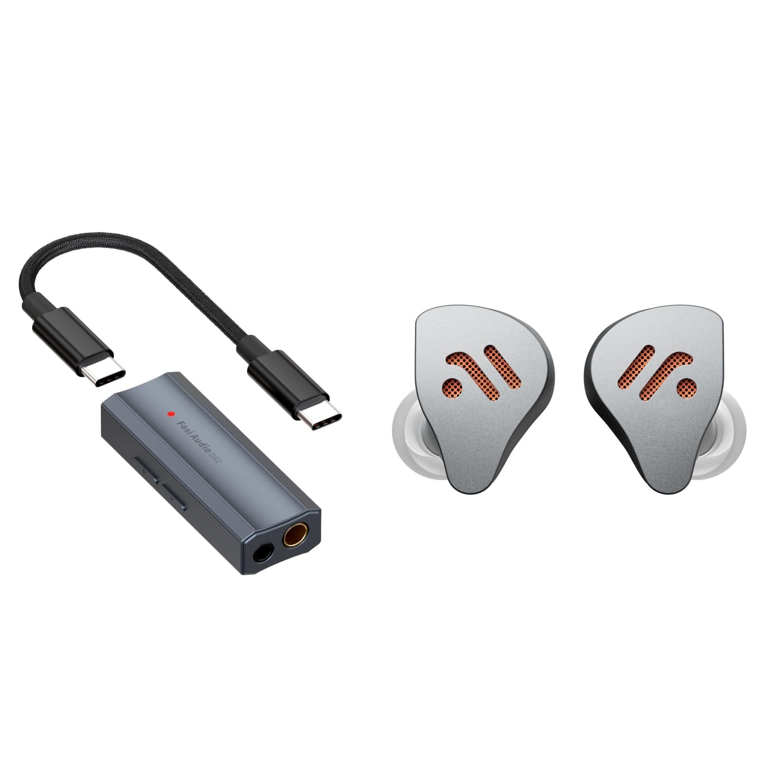 Fosi Audio DS2 DAC Amplificatore Cuffie e IM4 Auricolari HiFi IEM con struttura aperta in bundle