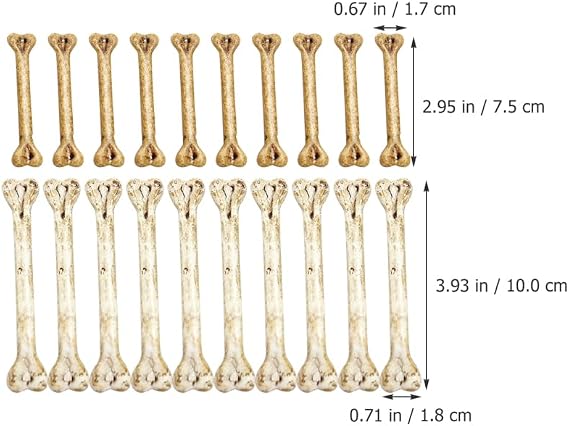 EXCEART 20pcs Mini Skeleton Bones Simulation Plastic Bone White Fake s Prop Skull Pendant Charm Artificial Ornaments Hanging Decor DIY Human Skeleton Costume