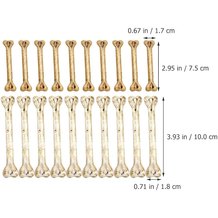EXCEART 20pcs Mini Skeleton Bones Simulation Plastic Bone White Fake s Prop Skull Pendant Charm Artificial Ornaments Hanging Decor DIY Human Skeleton Costume