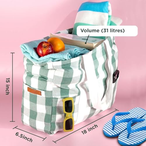 Image of Folkulture Beach Bag | Large Waterproof Beach Tote Bag for Women, Beach Essentials, Travel & Vacation Essentials