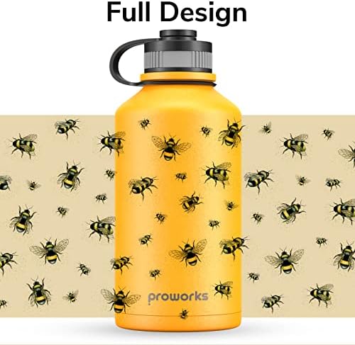 Proworks 2 Litre Water Bottle | Vacuum Insulated Stainless Steel Metal For 12 Hours Hot & 24 Hours Cold Drinks, BPA Free, Large Leakproof Water Bottles Jug For Camping. Gym, Sports, Hiking, Walking