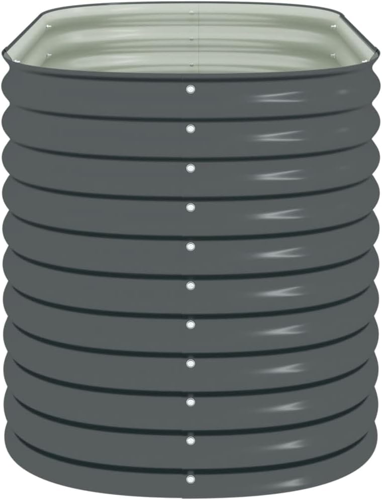 vidaXL Garden Raised Bed Galvanised Steel, Oval Garden Planter for Flowers and Planters, Bottomless Raised Flower Bed, Weather-Resistant, Grey, 63"x31.5"x31.9"